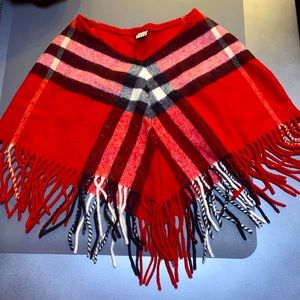 Burberry baby kid shawl cape red check